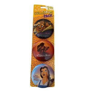 Beauty & The Beast Fun Button Collector Pack 3 Buttons 1992 Disney NEW